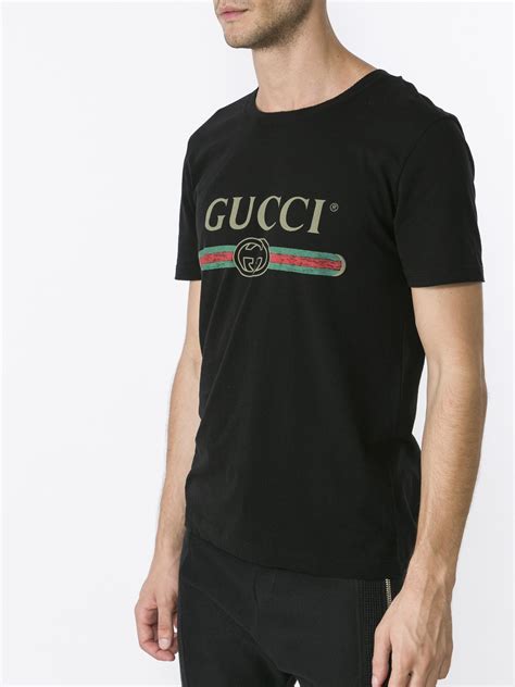 gucci logo washed print t-shirt|Gucci t shirt men logo.